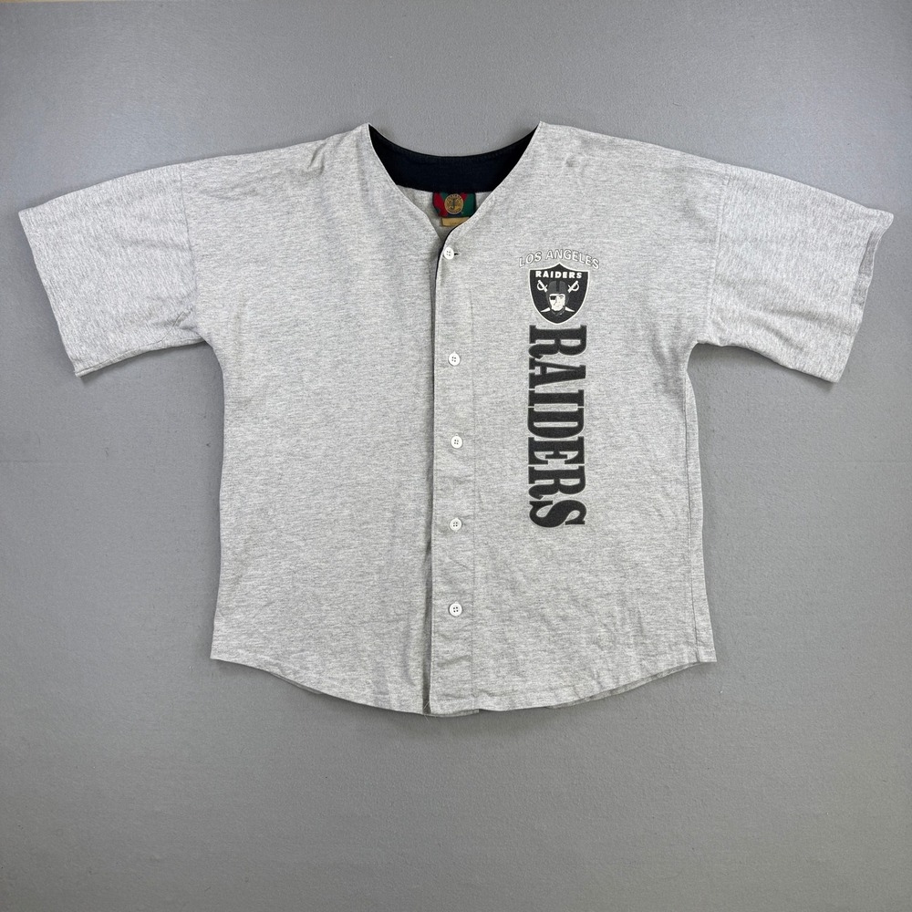 Vintage Los Angeles Raiders Baseball Jersey Men L Gray Cotton NFL Football USA